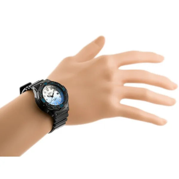 Casio LRW-200H-2EV női/lányka karóra, fekete szíj, kék-fehér számlap, WR100