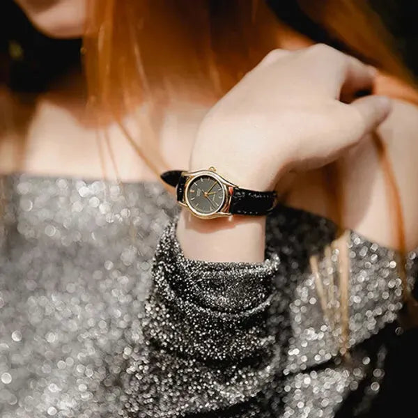 Casio LTP-1094Q-1ARDF női karóra, arany tok, fekete bőrszíj, kvarc, WR30, 23 mm