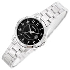 Casio LTP-V004D-1BUDF női karóra, ezüst rozsdamentes acél, fekete számlap, WR30