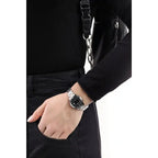 Casio LTP-V004D-1BUDF női karóra, ezüst rozsdamentes acél, fekete számlap, WR30