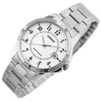 Casio férfi karóra MTP-V004D-7B, acél szíj, fehér számlap, dátum, WR30