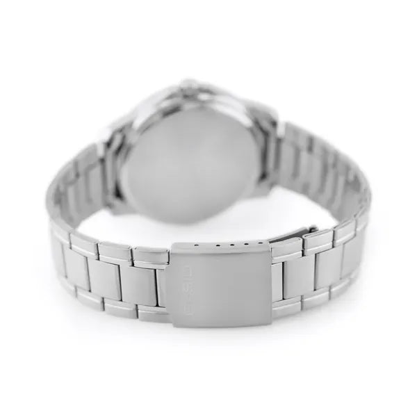 Casio férfi karóra MTP-V004D-7B, acél szíj, fehér számlap, dátum, WR30
