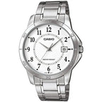 Casio férfi karóra MTP-V004D-7B, acél szíj, fehér számlap, dátum, WR30