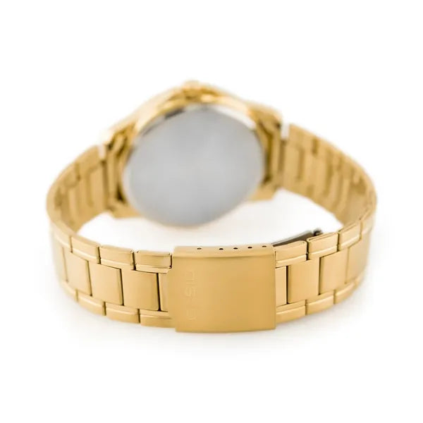 Casio MTP-V004G-7B férfi karóra, arany nemesacél, fehér számlap, dátum, WR30