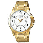 Casio MTP-V004G-7B férfi karóra, arany nemesacél, fehér számlap, dátum, WR30