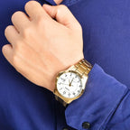 Casio MTP-V004G-7B férfi karóra, arany nemesacél, fehér számlap, dátum, WR30