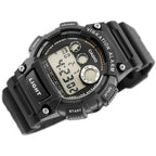Casio W-735H-1AV férfi digitális karóra, WR100, rezgő riasztás, fekete, LED