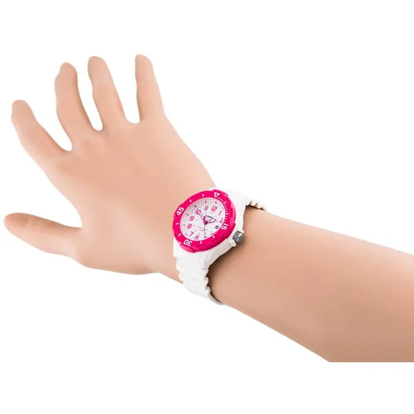 Casio női karóra LRW-200H-4BV, 100M, dátum, fehér szíj, rózsaszín tok